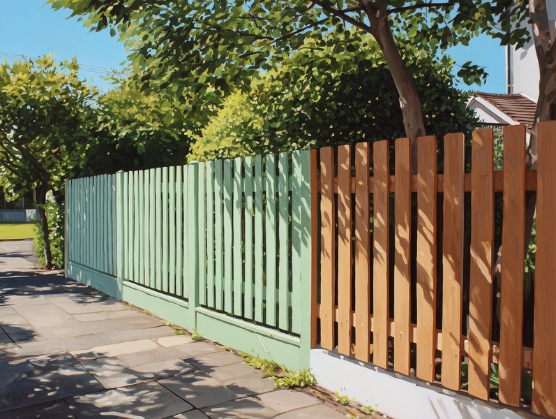 Exterior fence painting in Warlingham — weather-treated wooden fence with professional stain
